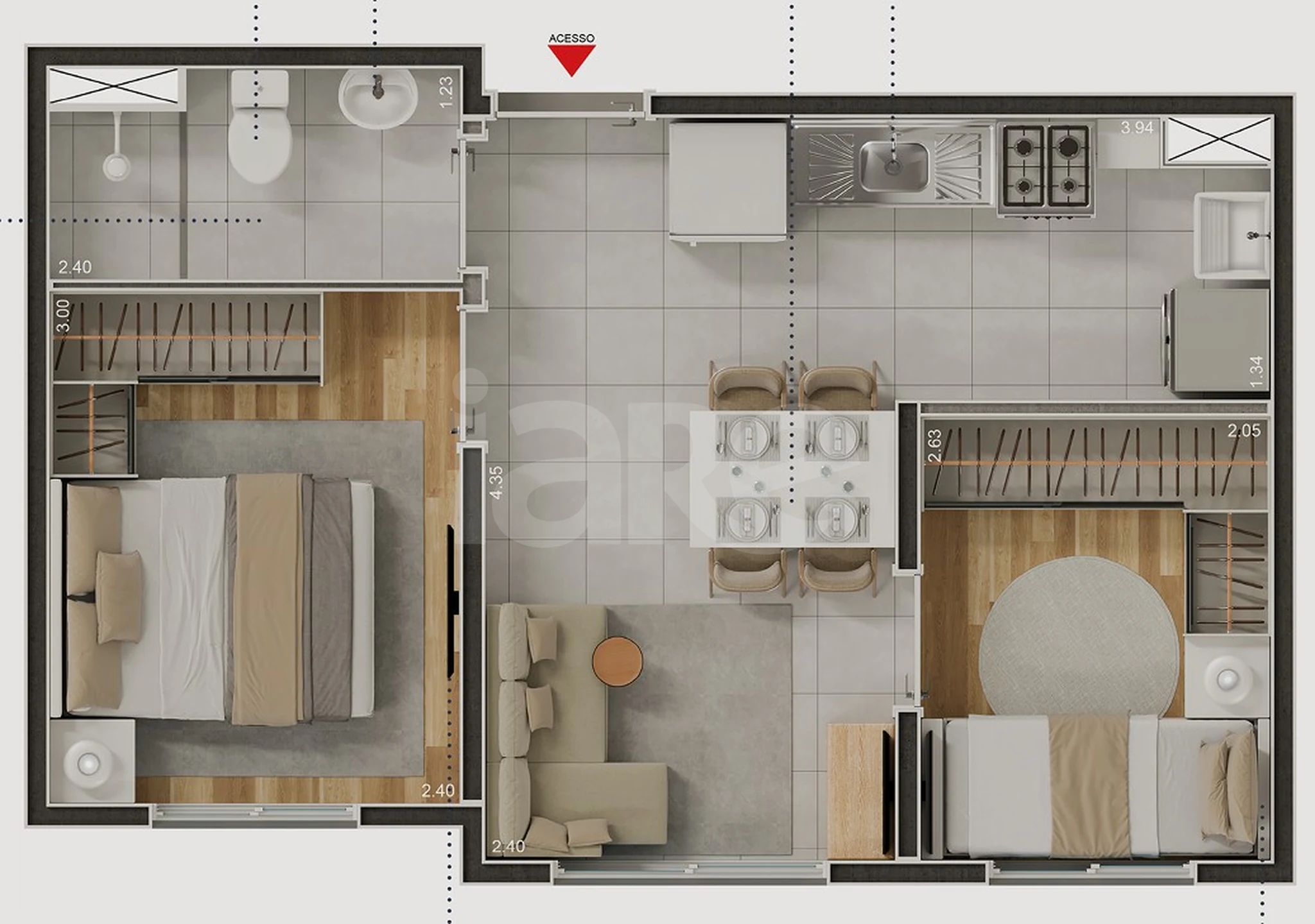 Planta — Apartamento 34,02 m²