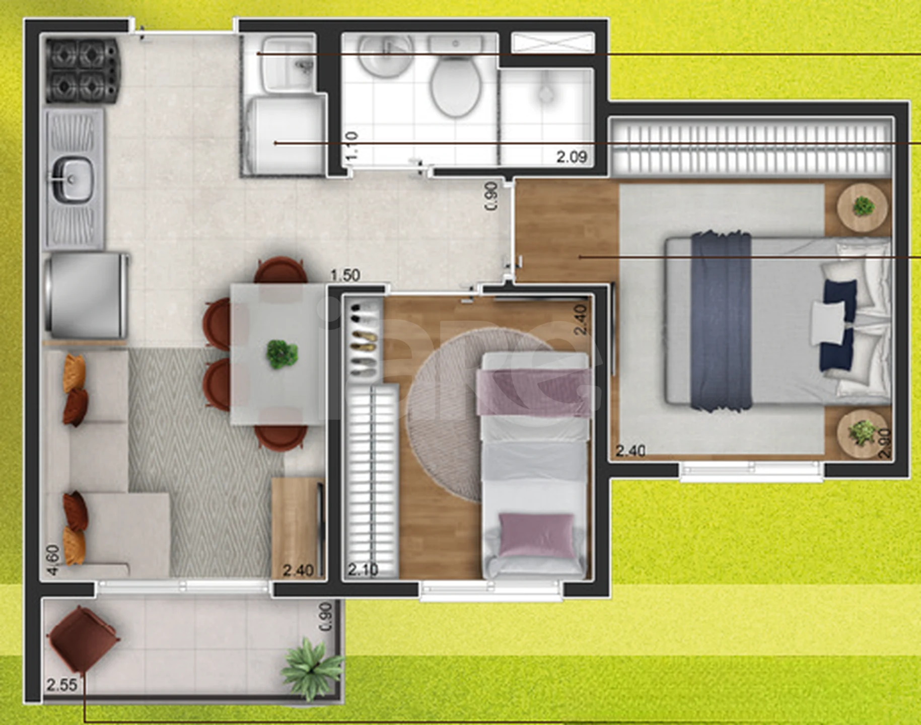 Planta — Apartamento 34,27 m²