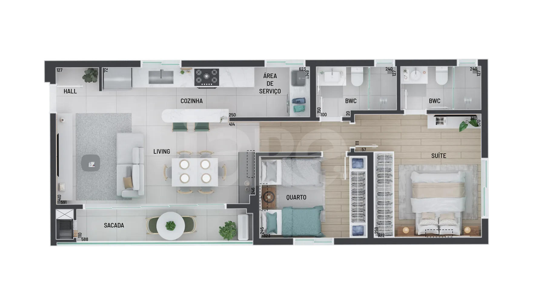 Planta — Apartamento 77,83 m²