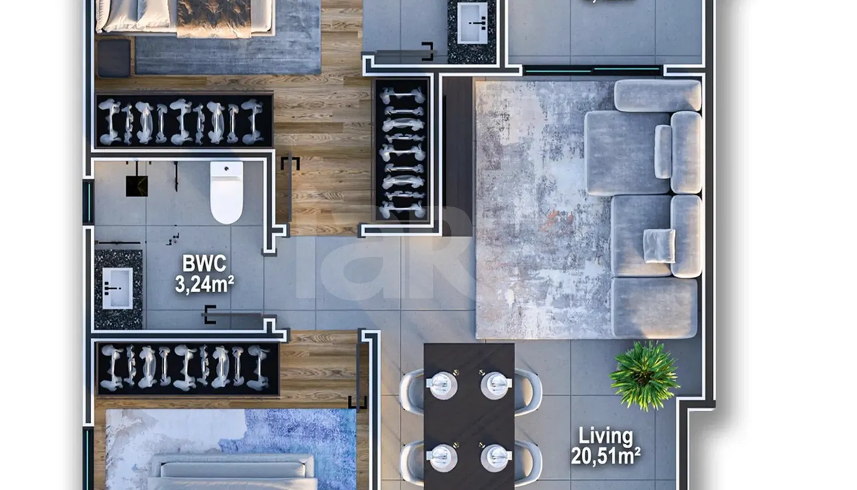 Planta — Apartamento 70,2 m²