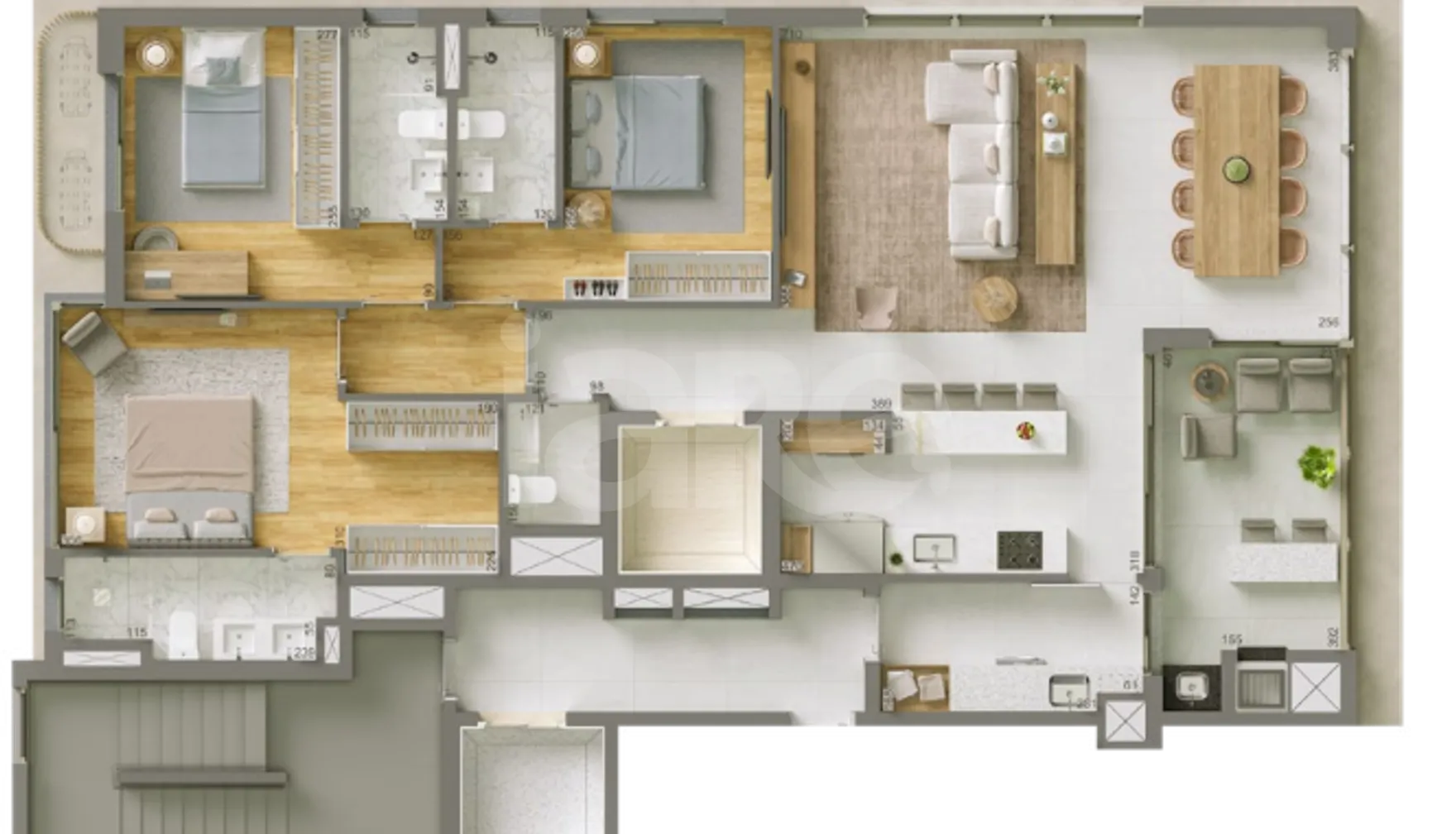 Planta — Apartamento 136,01 m²