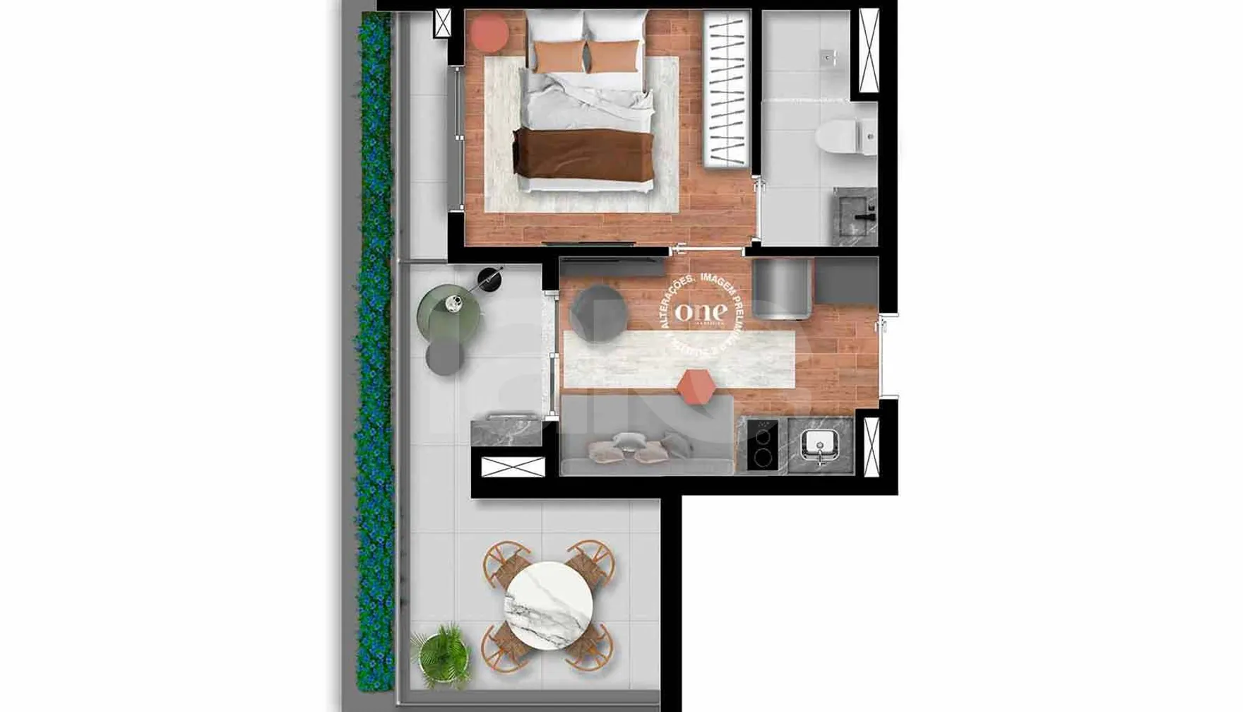 Planta — Studio 35,97 m²