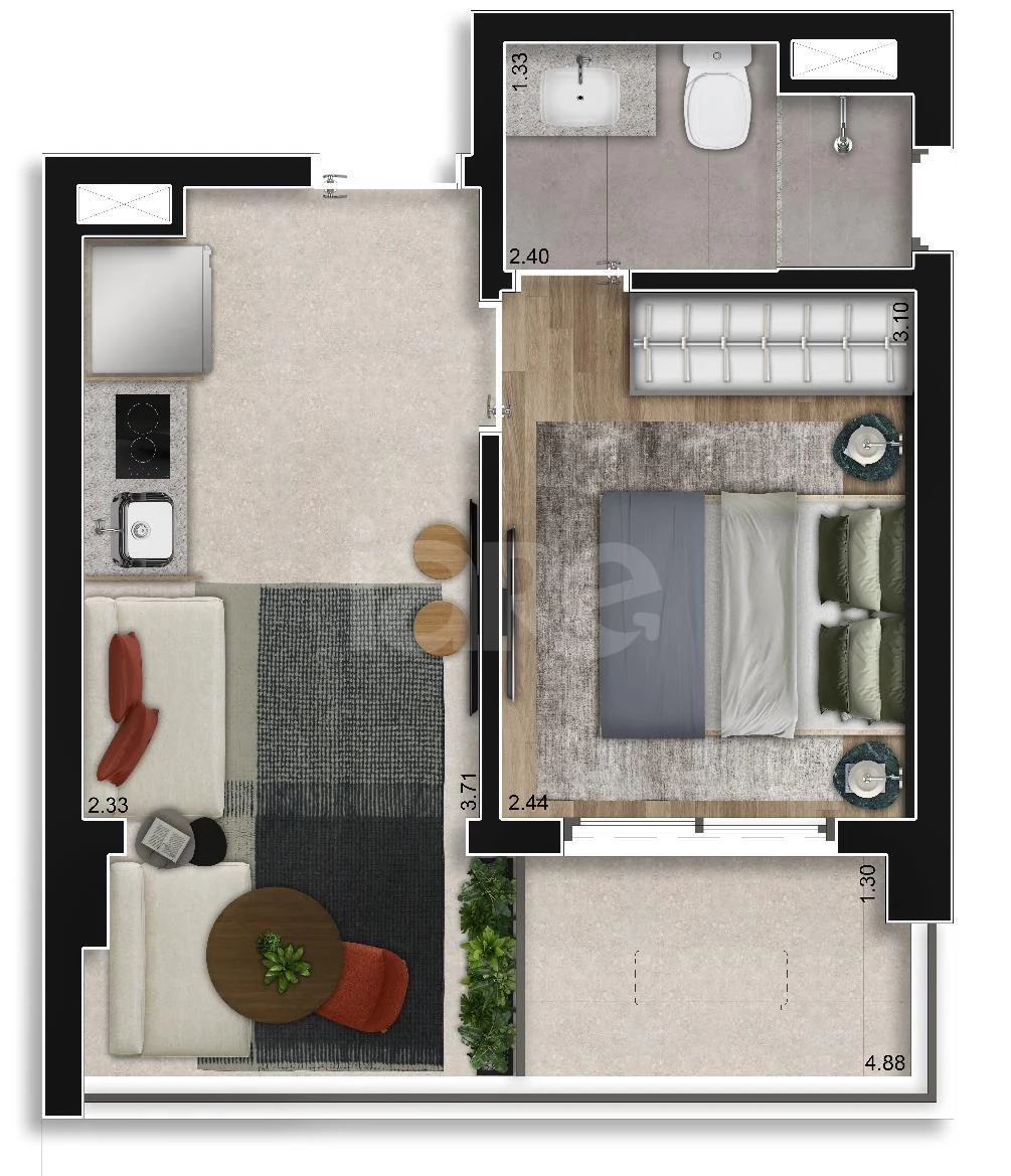 Planta — Studio 27,29 m²