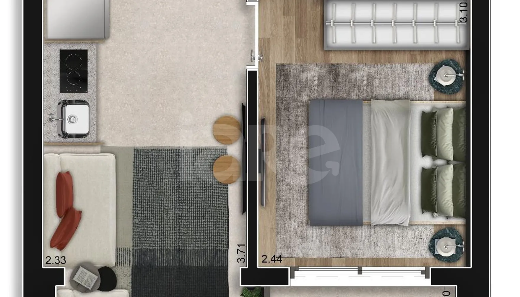 Planta — Studio 27,29 m²