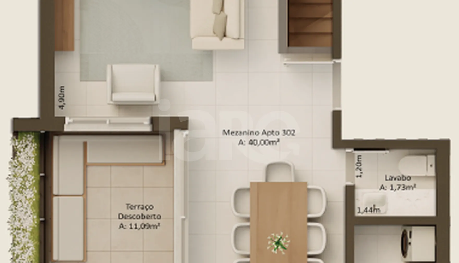 Planta — Cobertura Duplex 137,96 m²