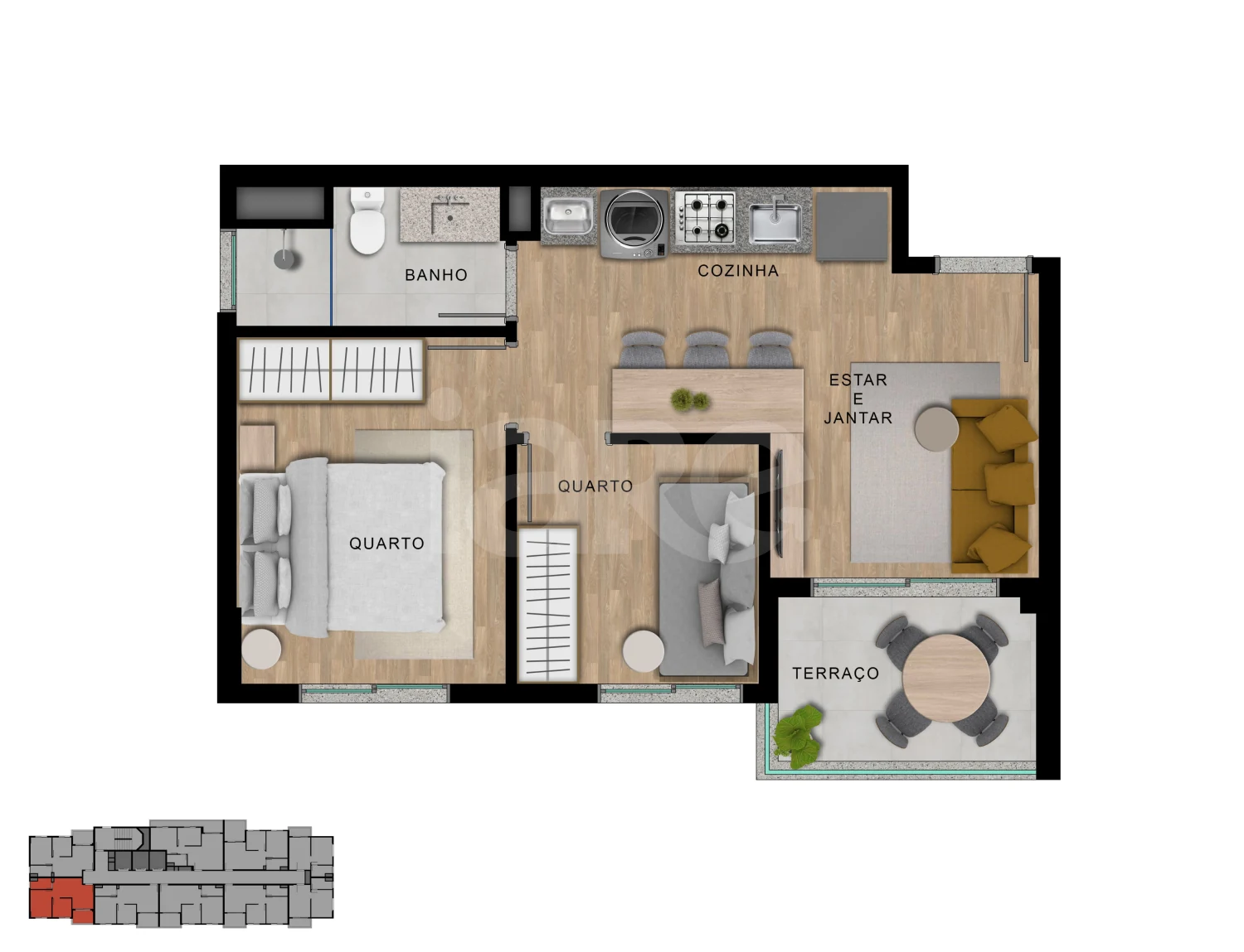 Planta — Apartamento 37,73 m²