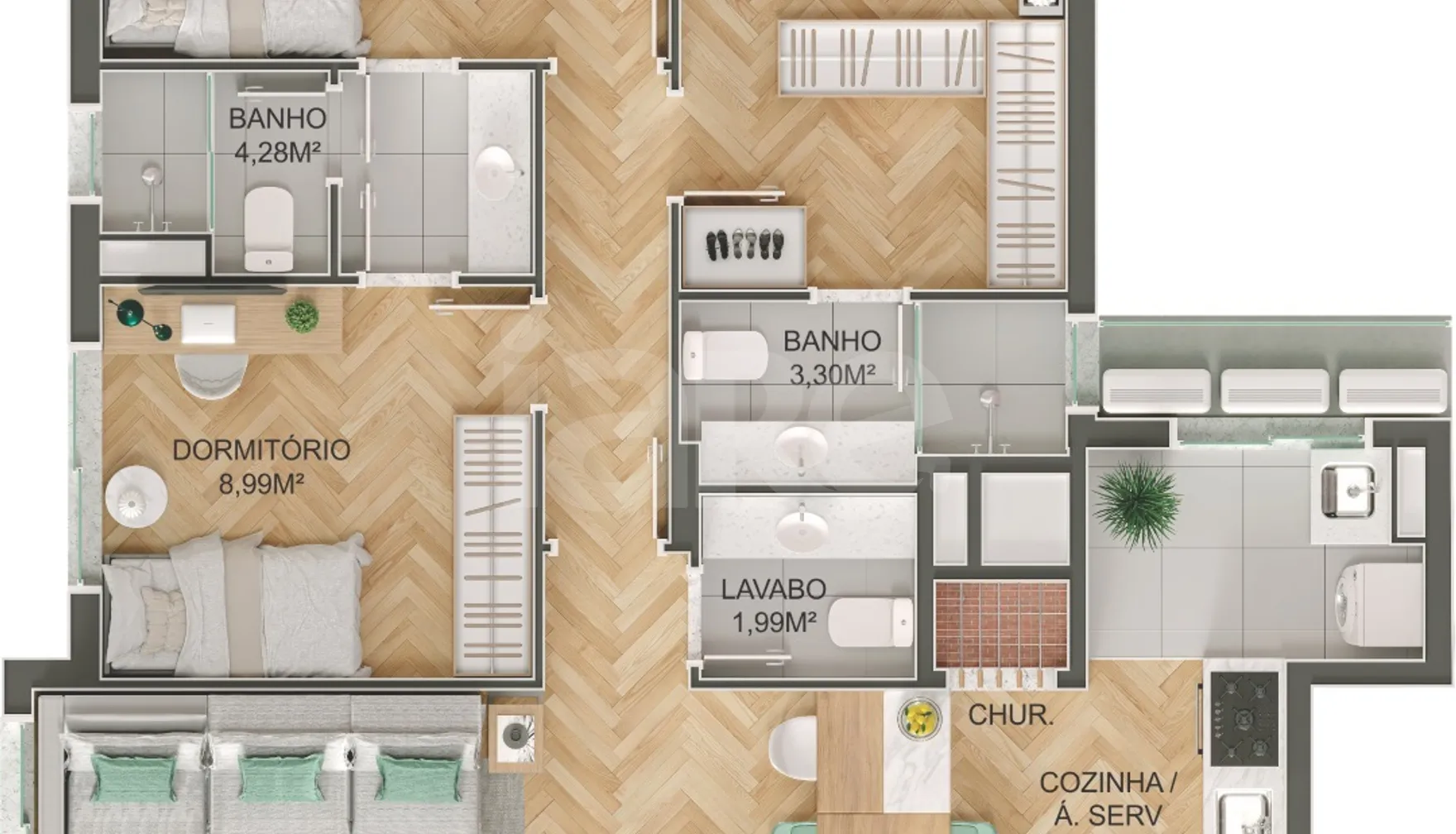 Planta — Apartamento 103,12 m²