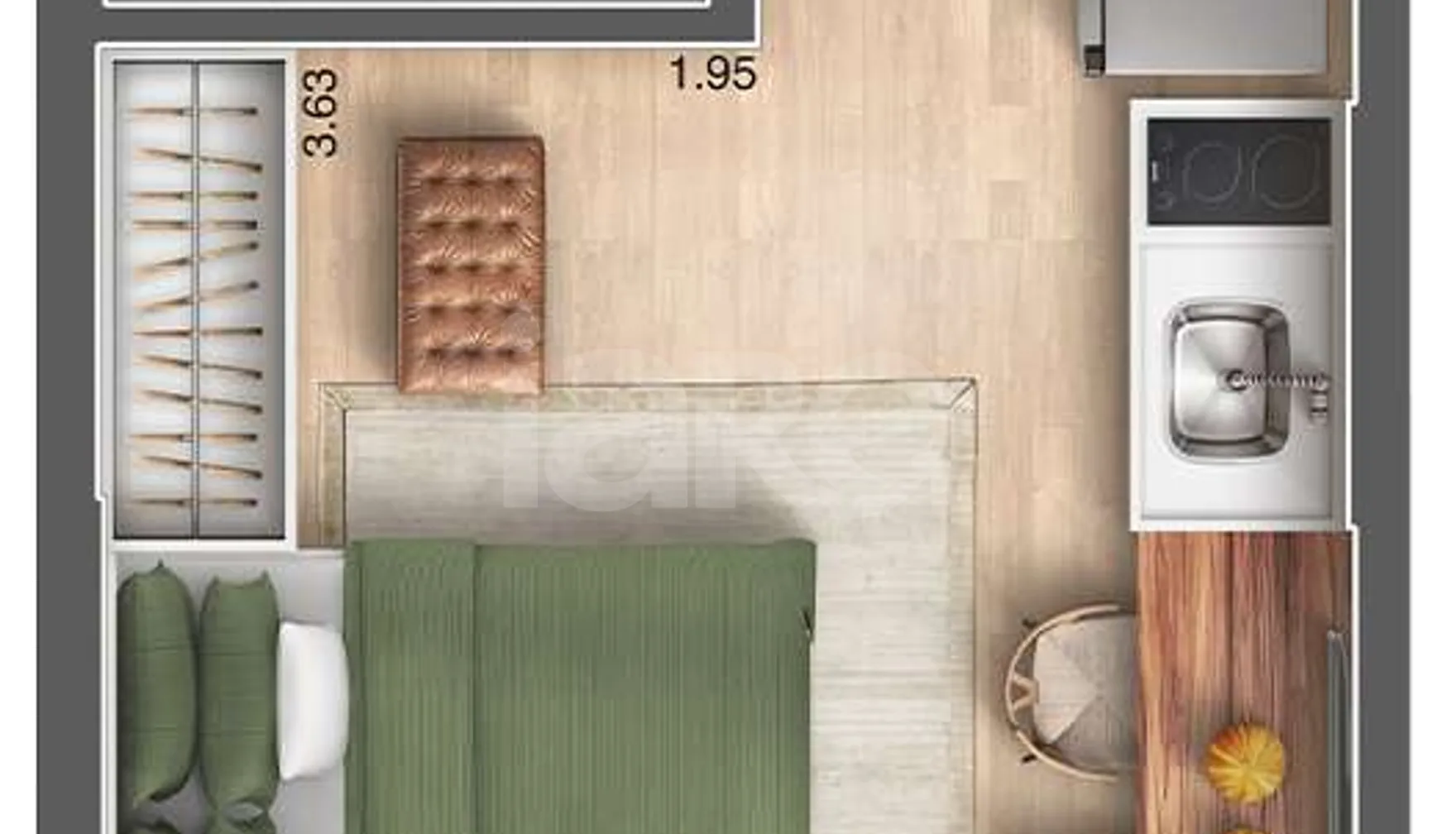 Planta — Studio 24,14 m²