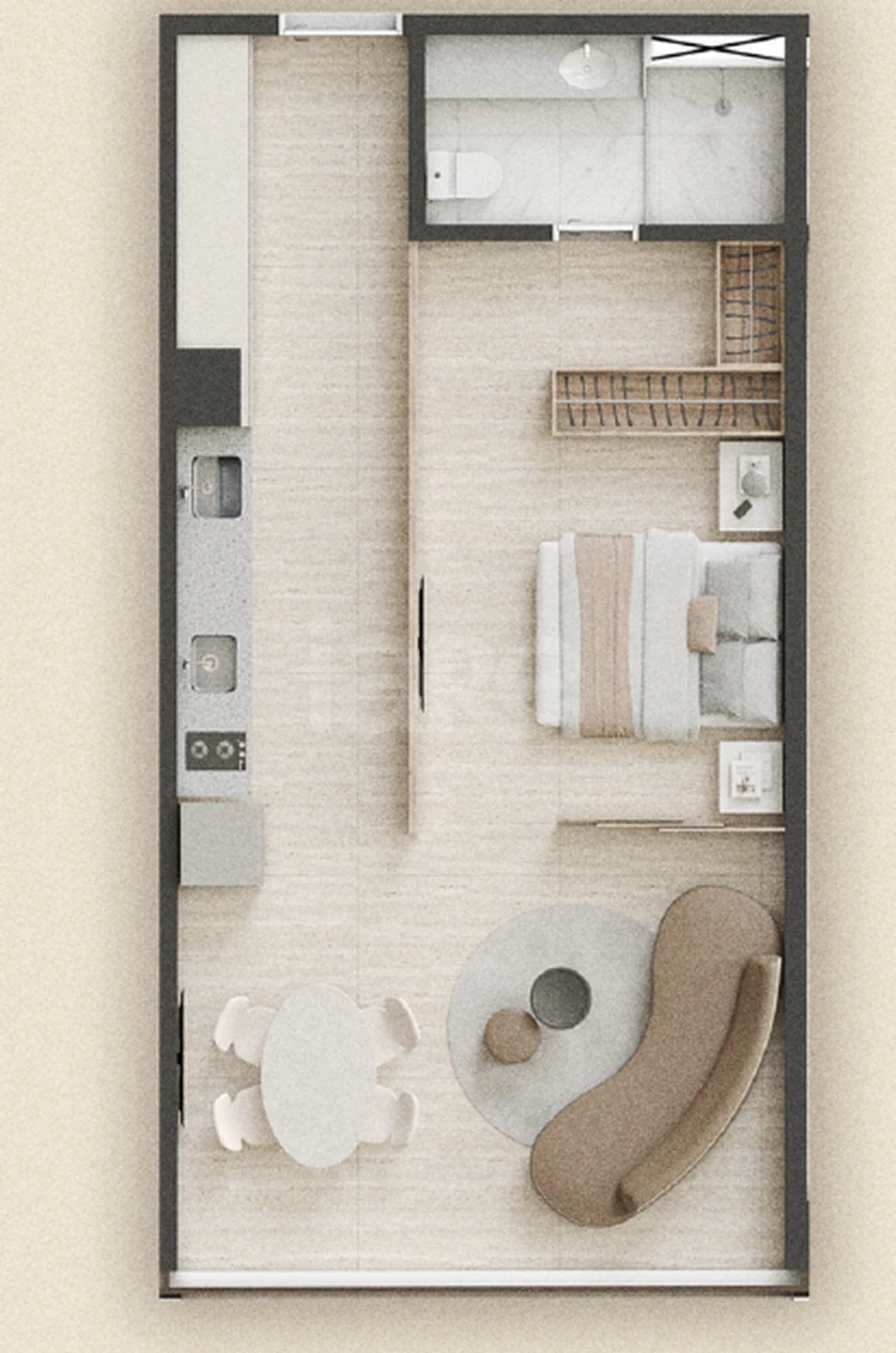 Planta — Studio 49,8 m²