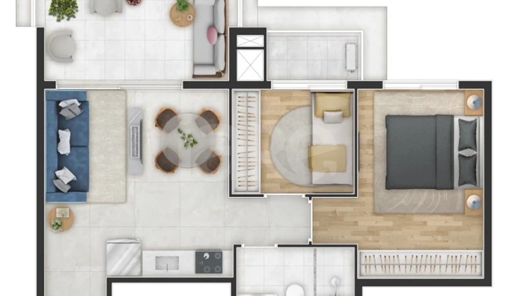 Planta — Apartamento 52,27 m²