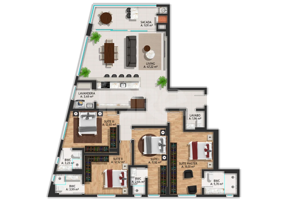 Planta — Apartamento 159,68 m²