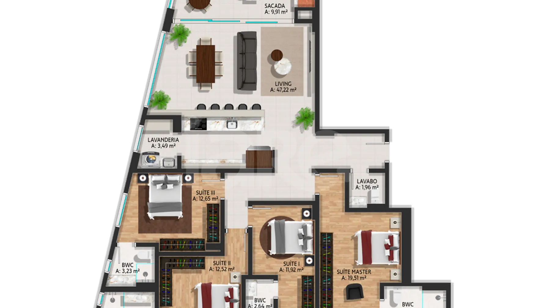 Planta — Apartamento 159,68 m²