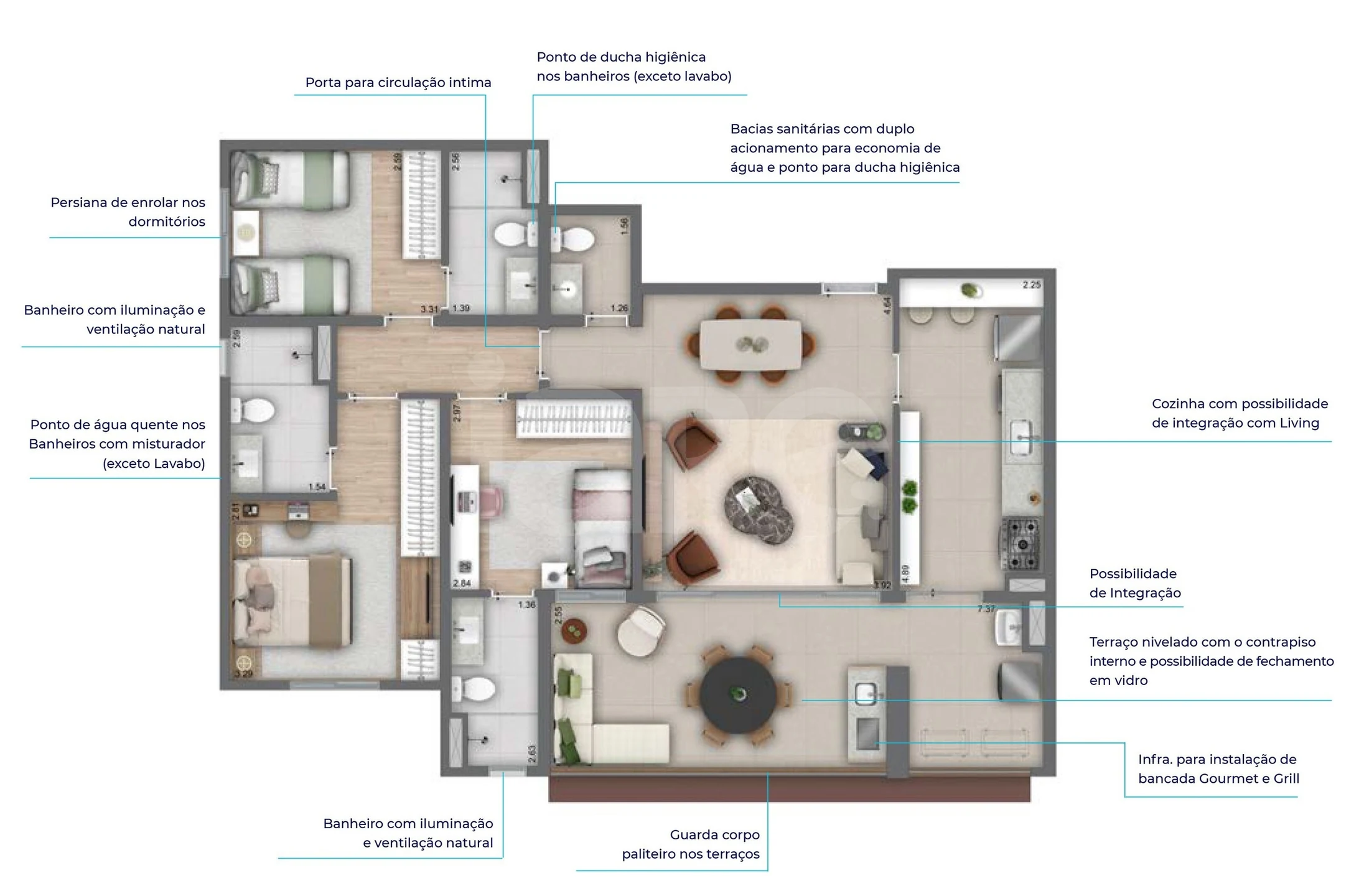 Planta — Apartamento 114,34 m²