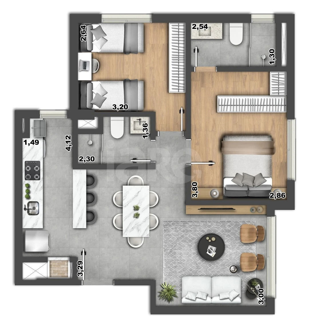 Planta — Apartamento 63,13 m²