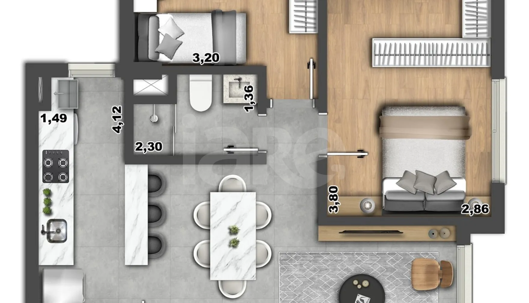 Planta — Apartamento 63,13 m²