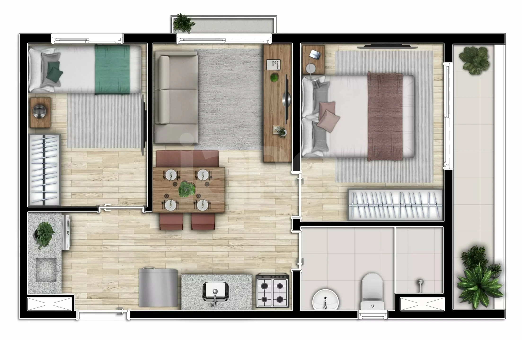 Planta — Apartamento 39,36 m²