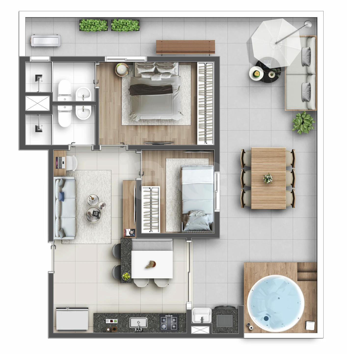 Planta — Garden 77,28 m²