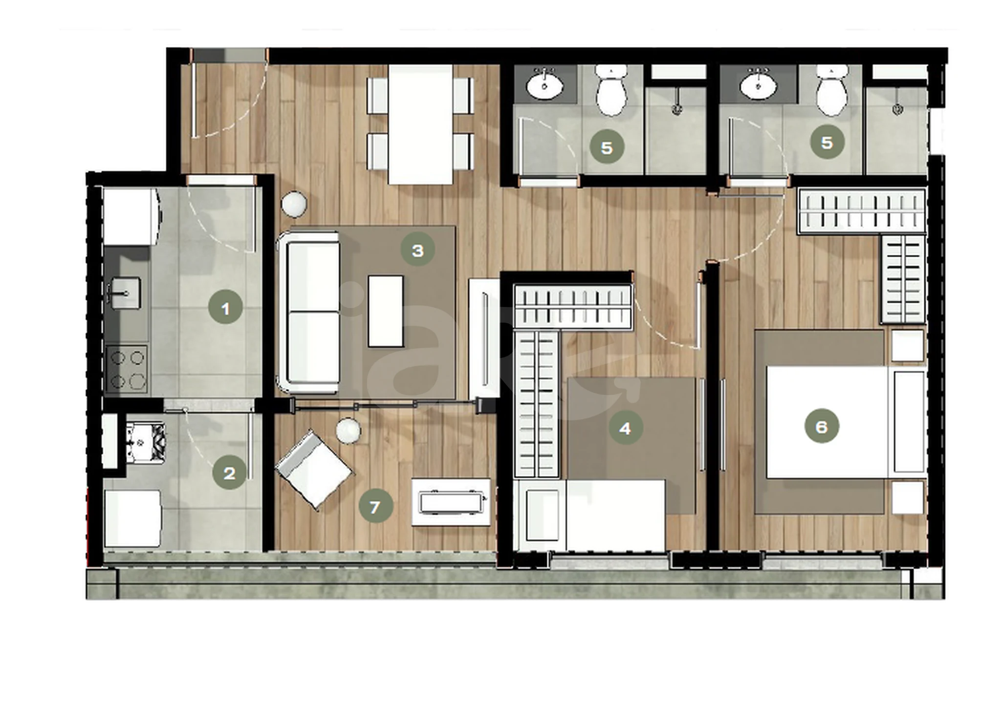 Planta — Apartamento 60,41 m²