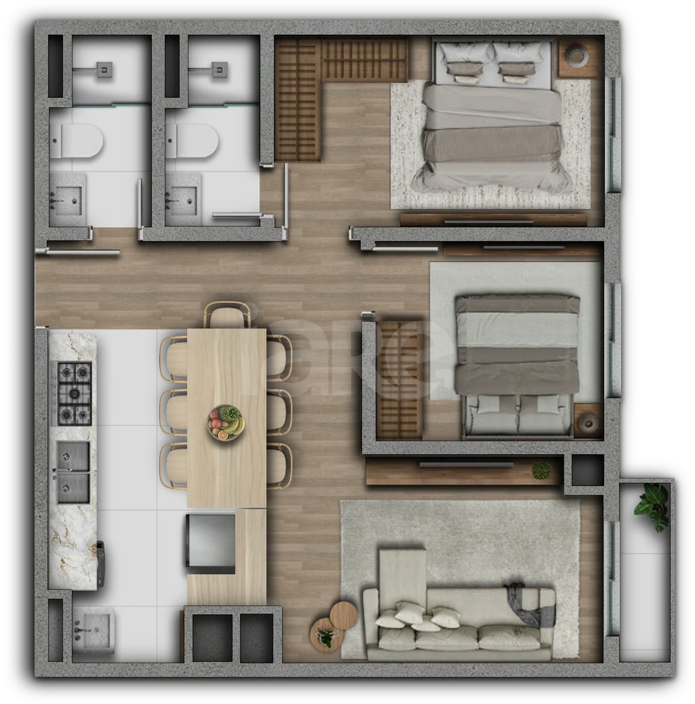 Planta — Apartamento 60 m²