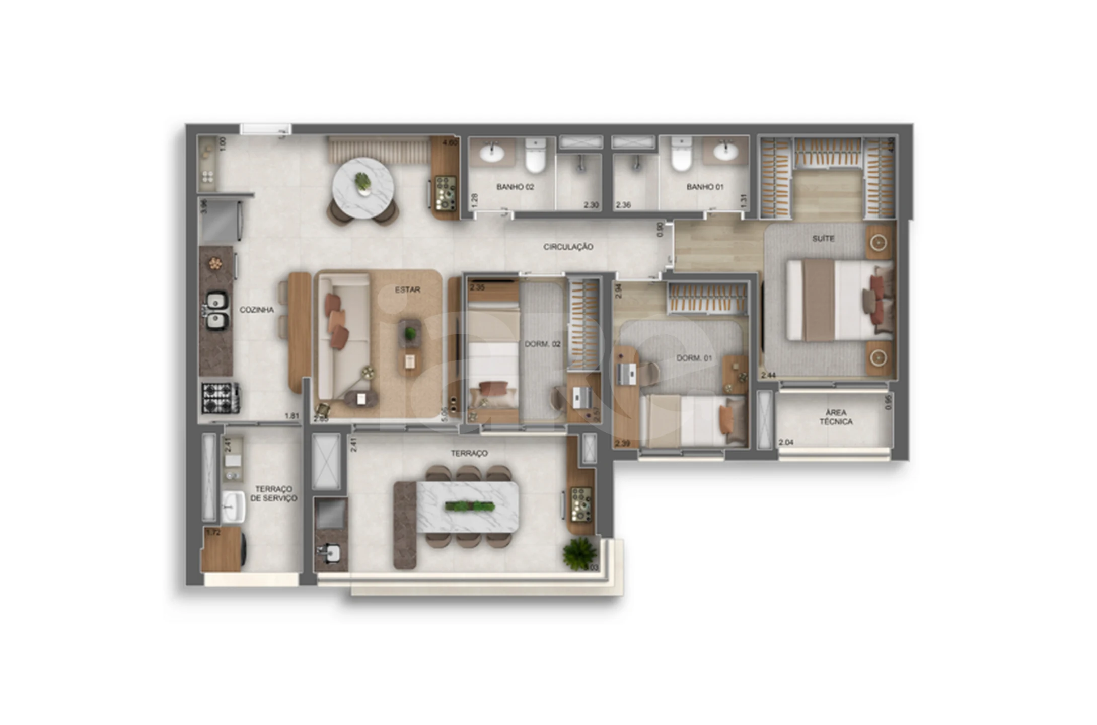 Planta — Apartamento 89,19 m²