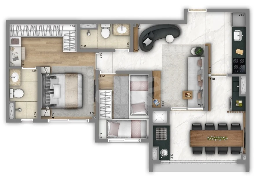 Planta — Apartamento 67,82 m²