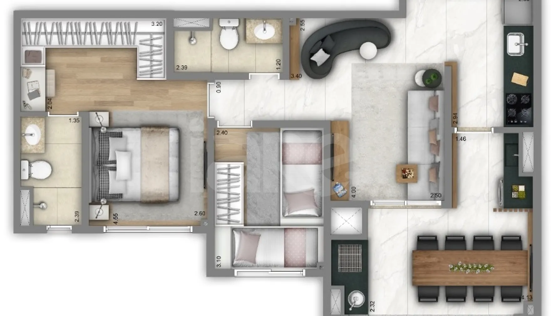Planta — Apartamento 67,82 m²