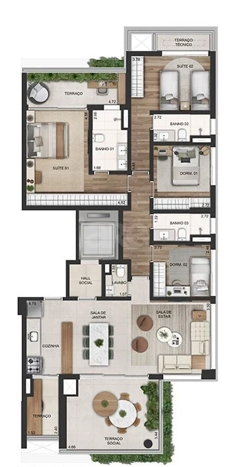 Planta — Apartamento 149,05 m²