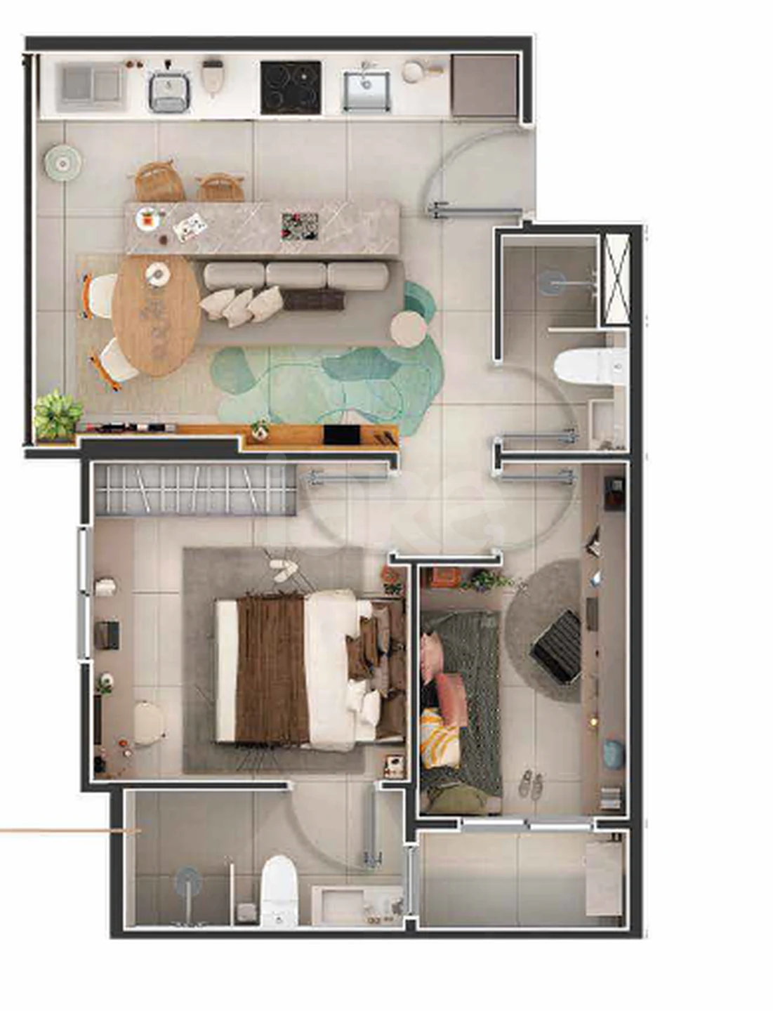 Planta — Apartamento 46,1 m²