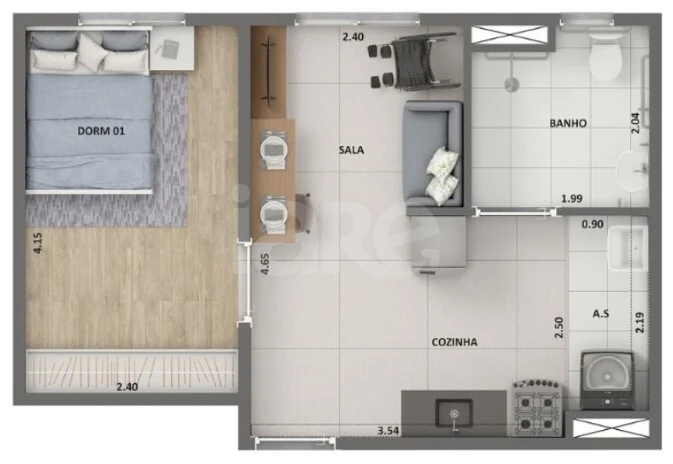 Planta — Studio 29 m²