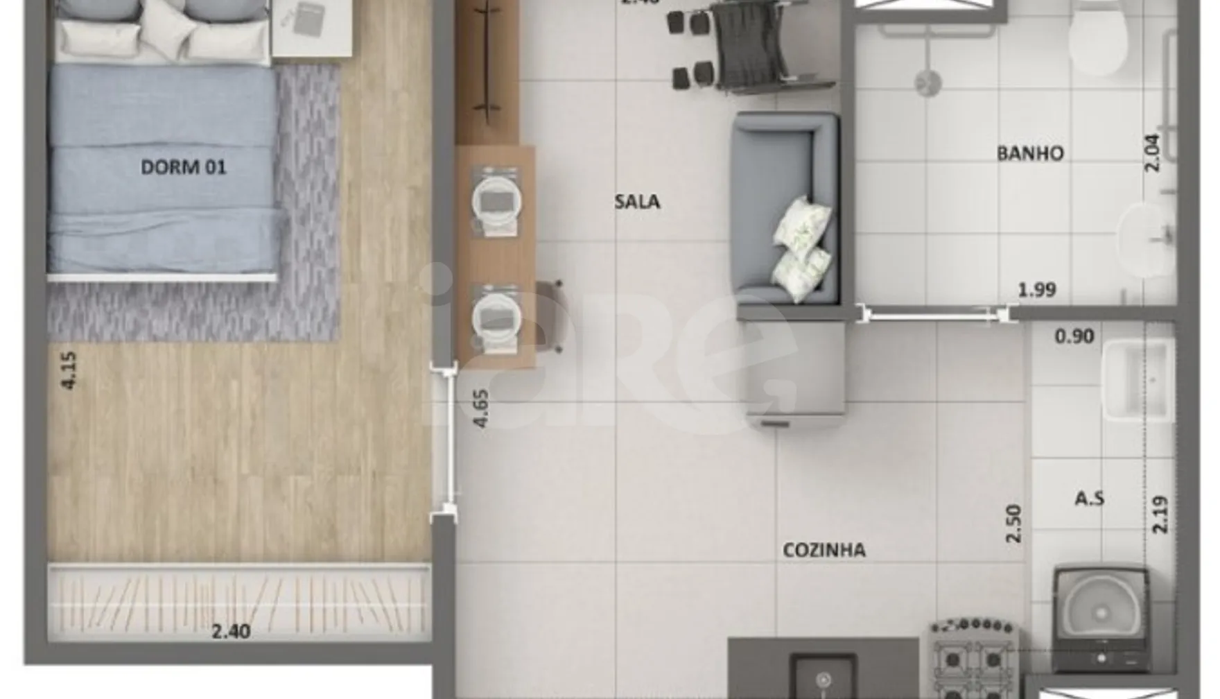 Planta — Studio 29 m²