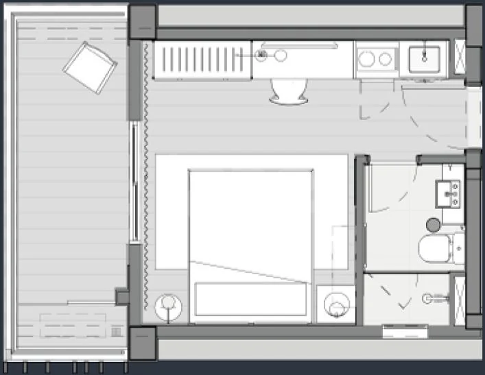 Planta — Studio 25,05 m²