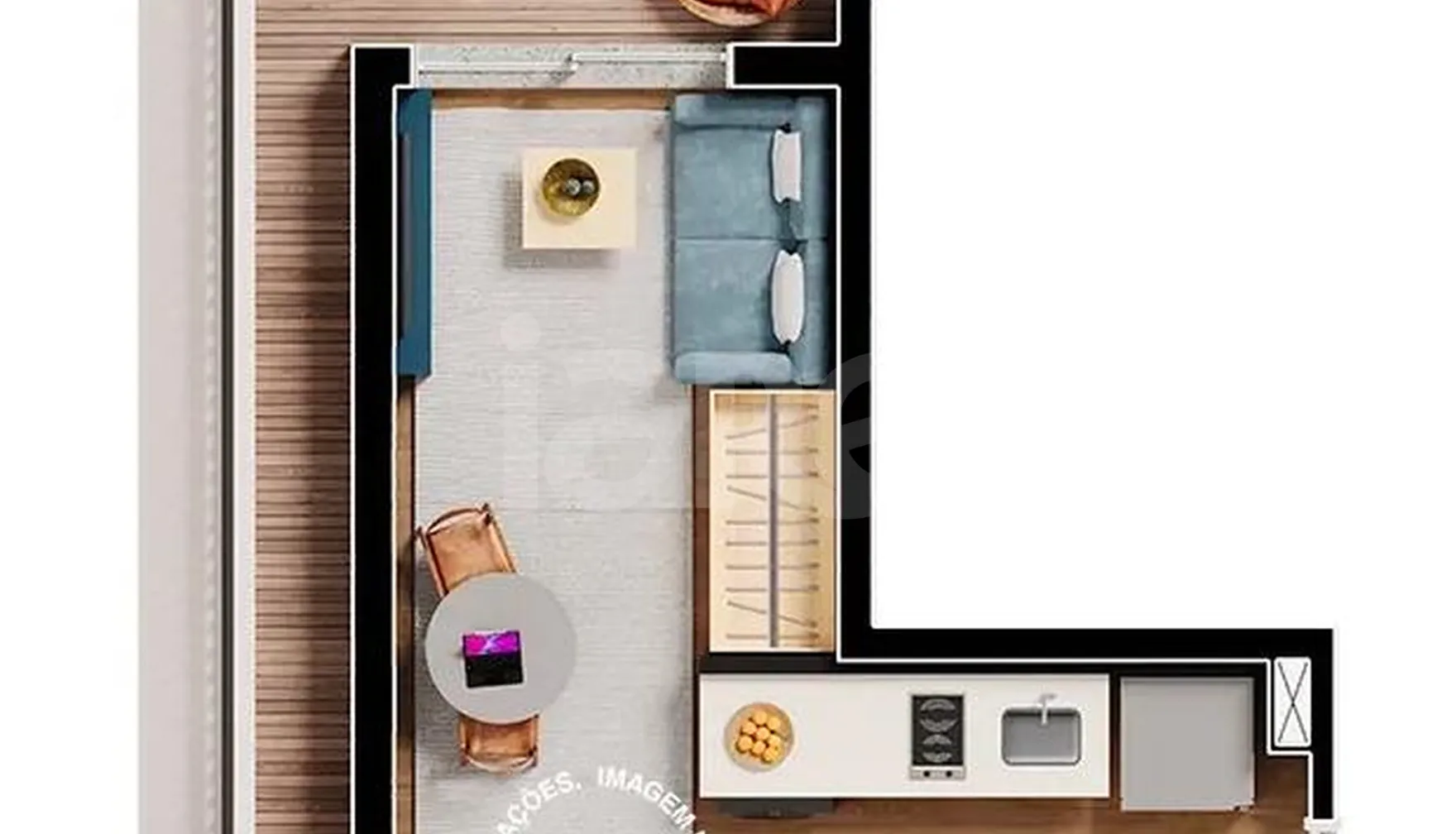 Planta — Studio 39,86 m²