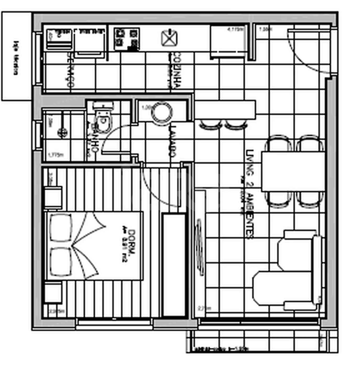 Planta — Apartamento 40,76 m²