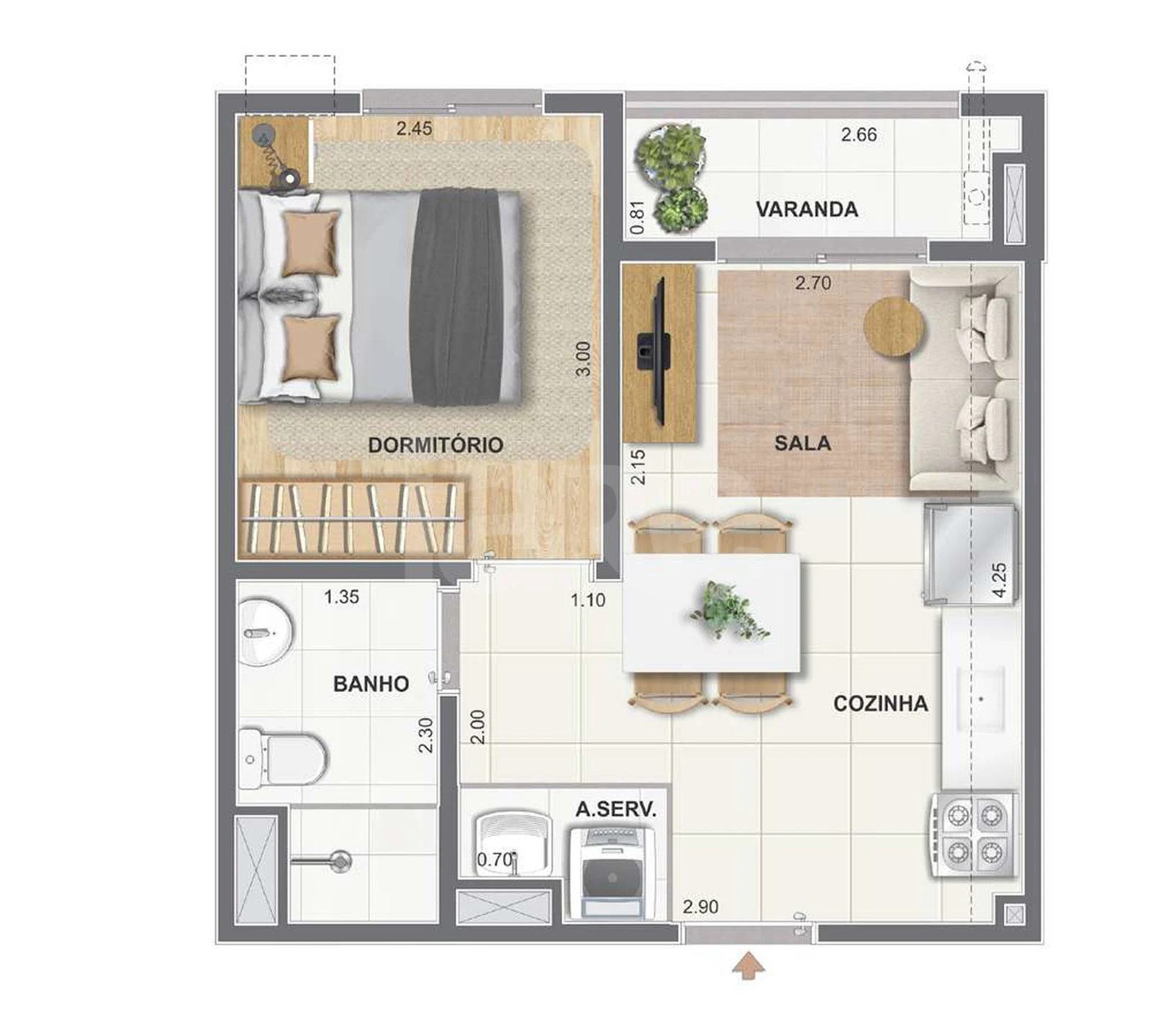 Planta — Apartamento 31 m²