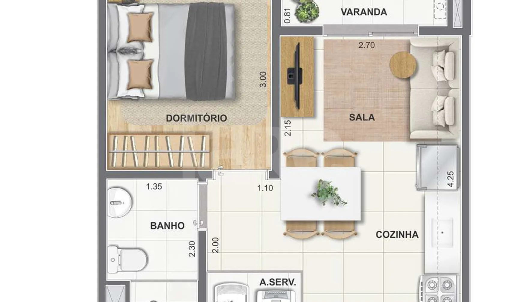 Planta — Apartamento 31 m²