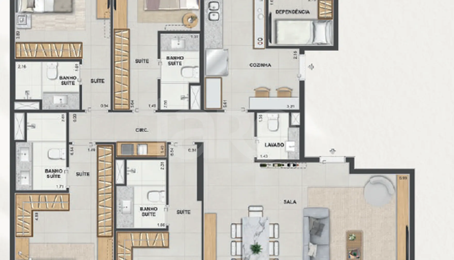Planta — Apartamento 198,8 m²