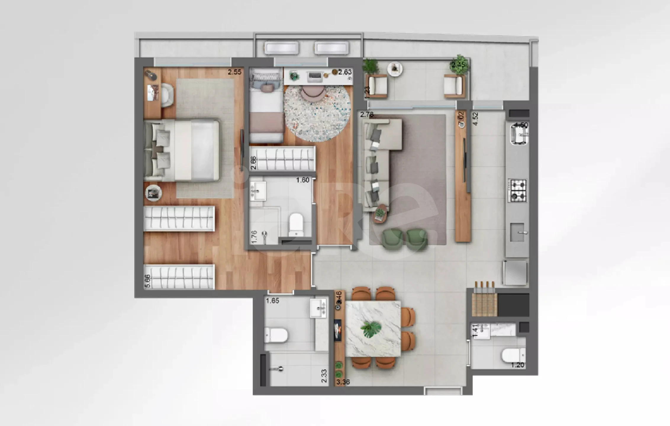 Planta — Apartamento 75,92 m²