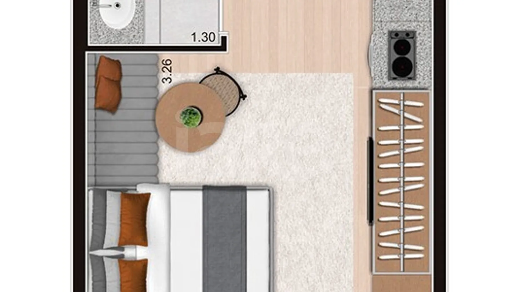 Planta — Studio 24,21 m²