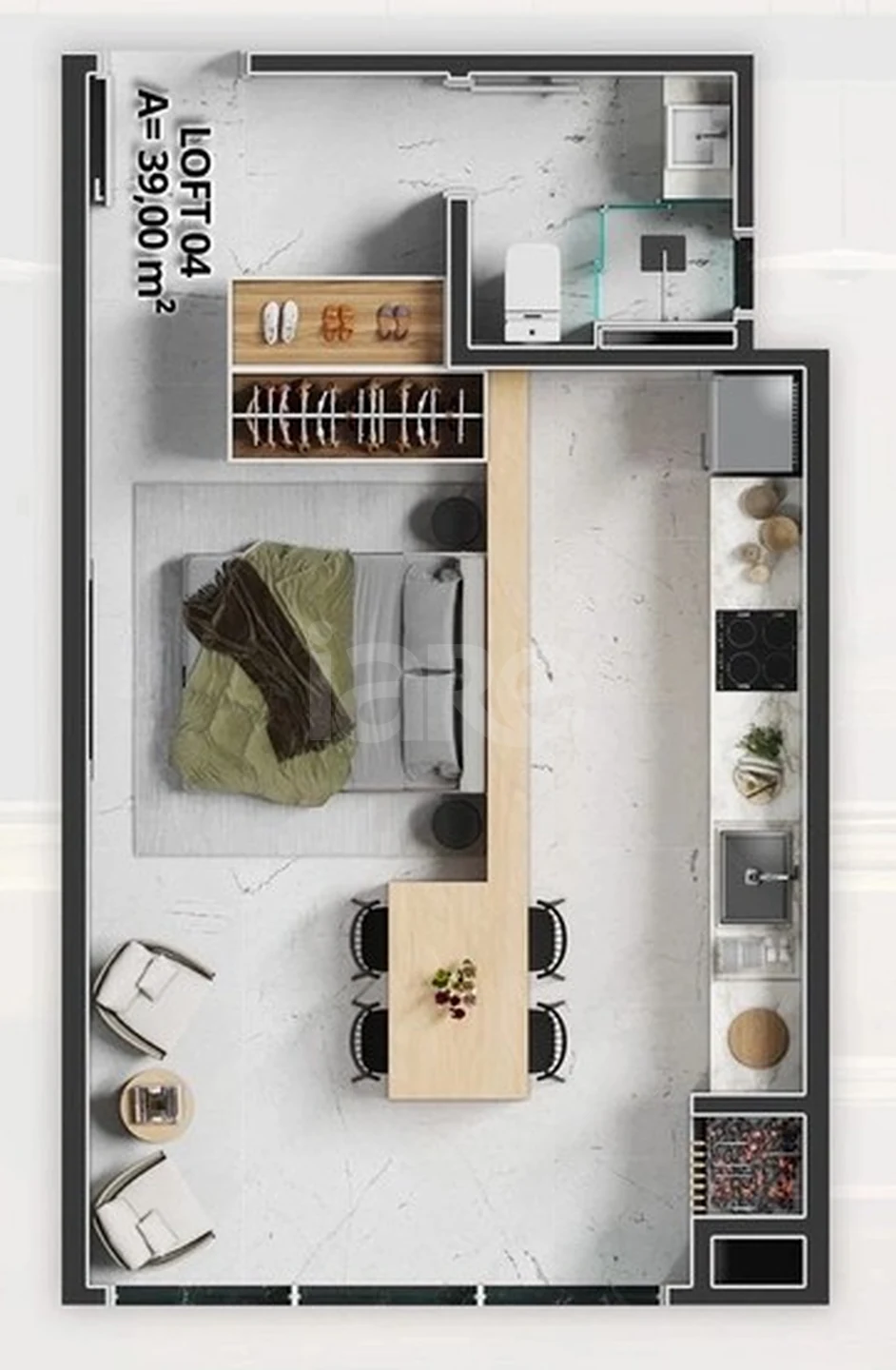Planta — Studio 39 m²