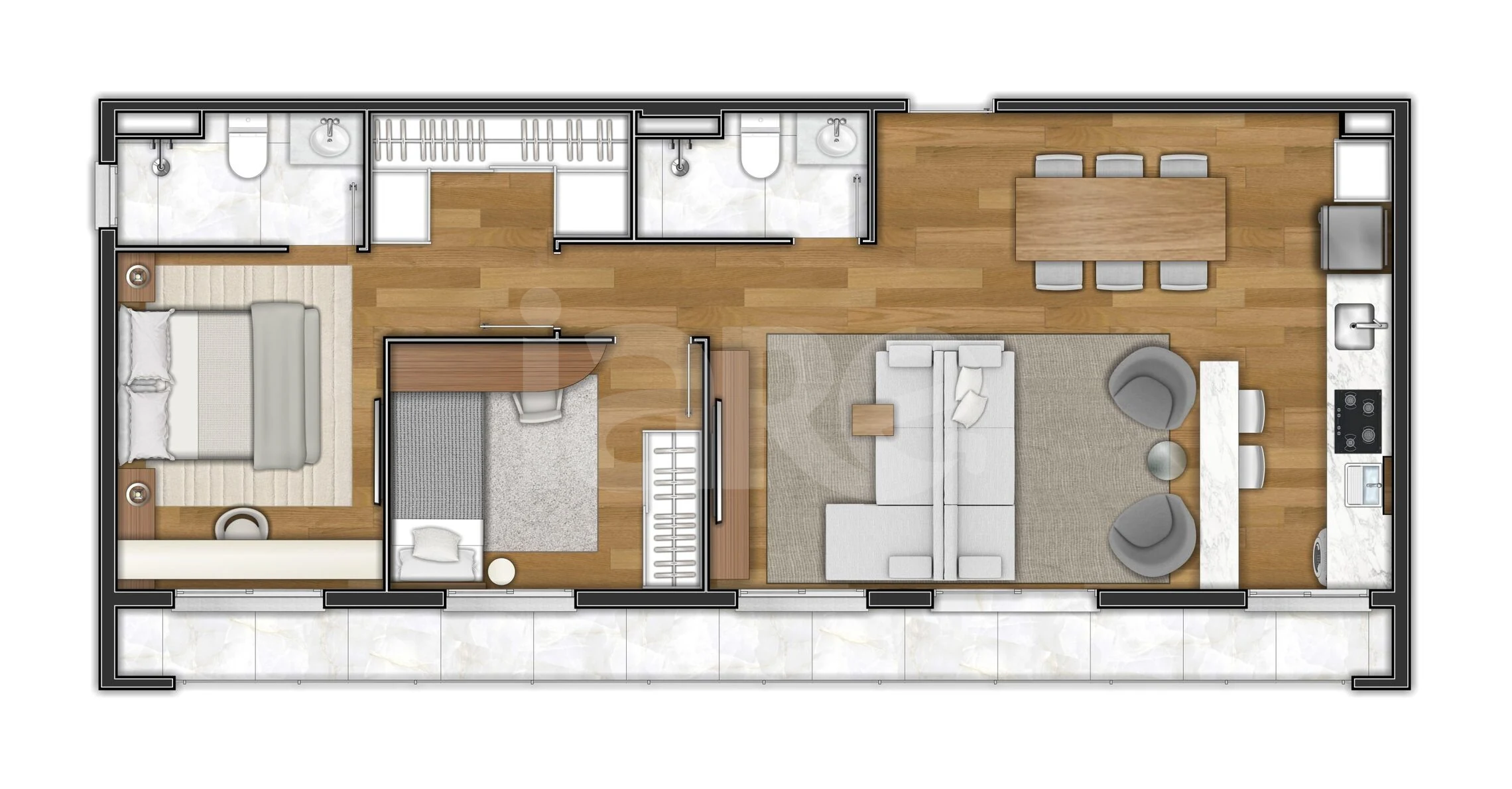 Planta — Apartamento 73,96 m²
