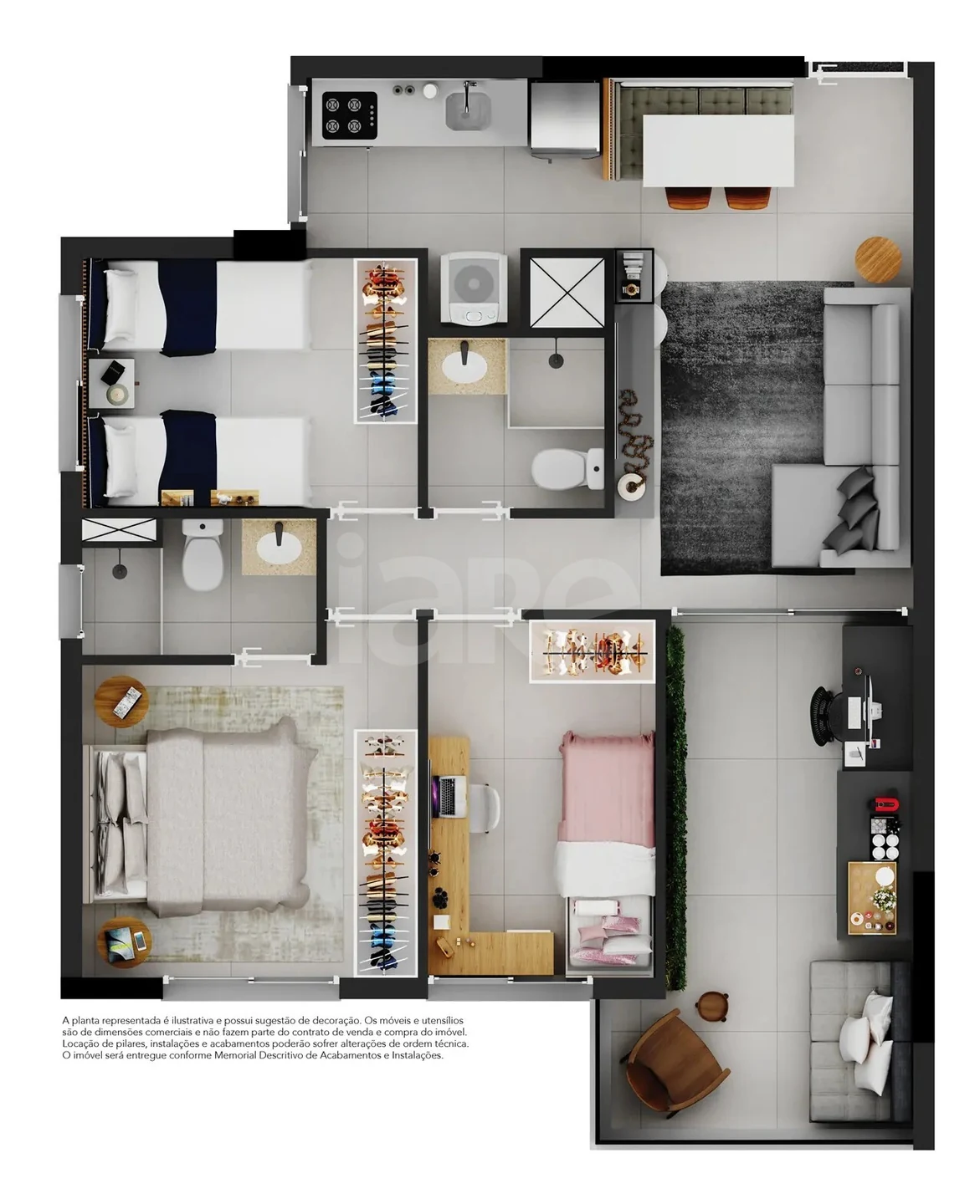 Planta — Apartamento 61,39 m²