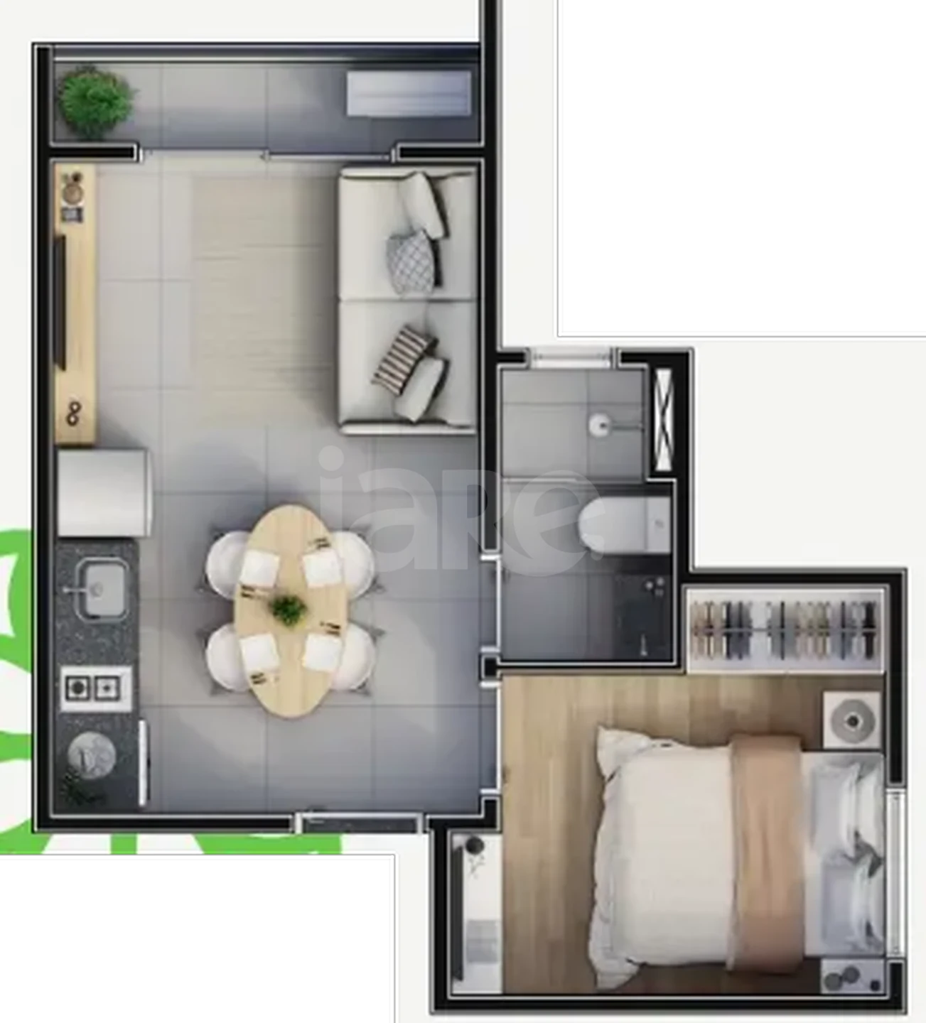 Planta — Apartamento 30,92 m²