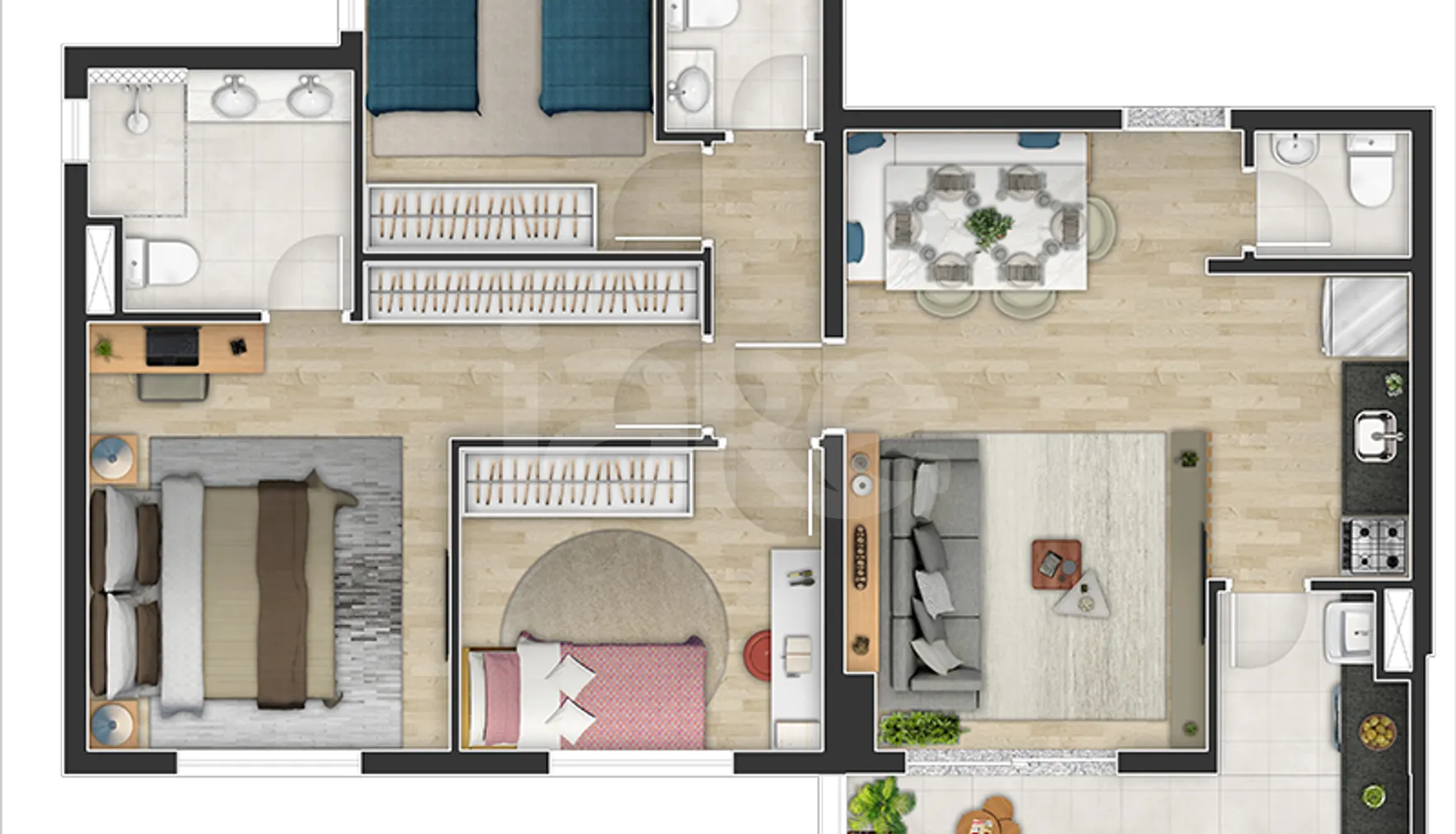 Planta — Apartamento 81,2 m²