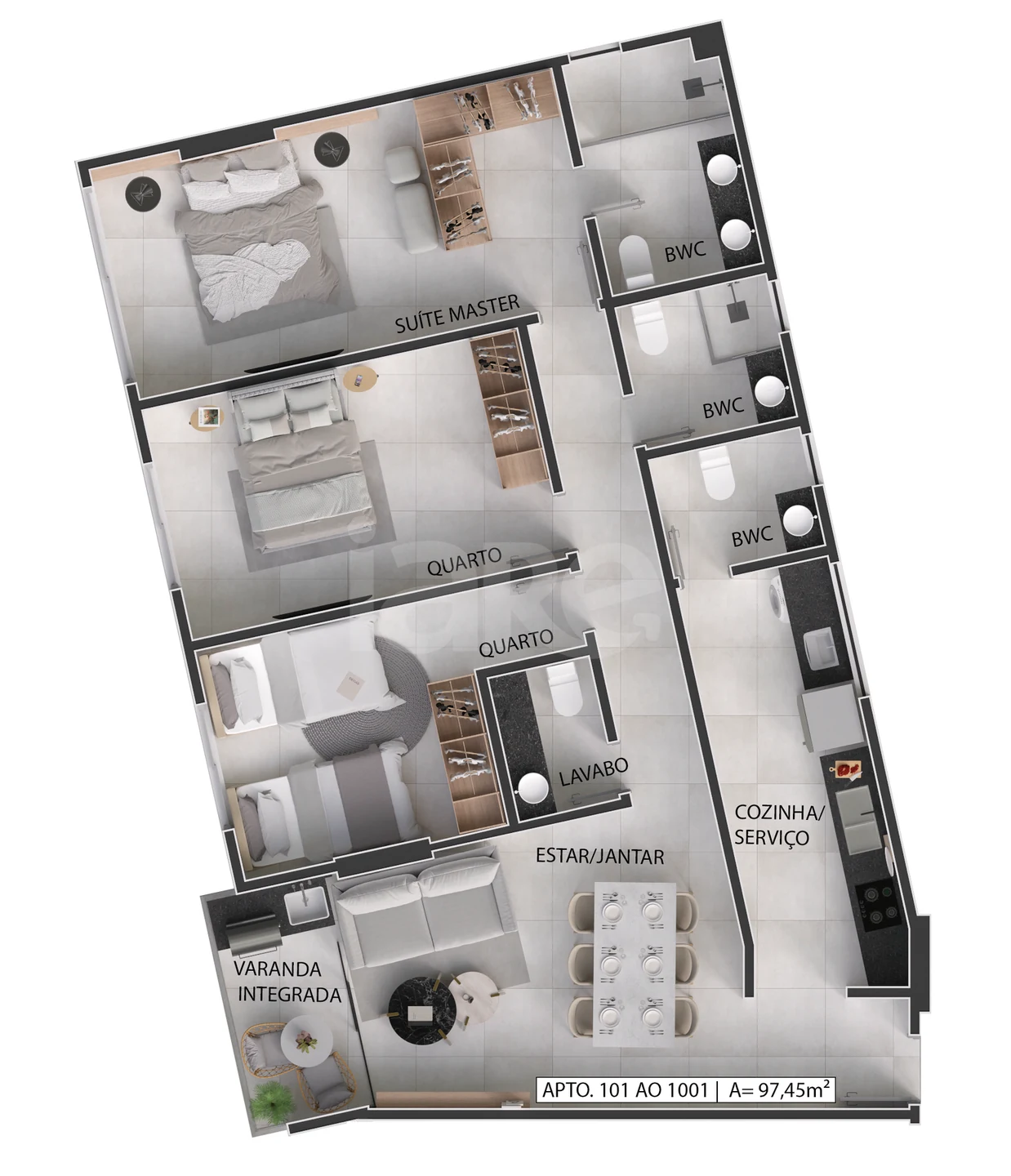 Planta — Apartamento 97,45 m²
