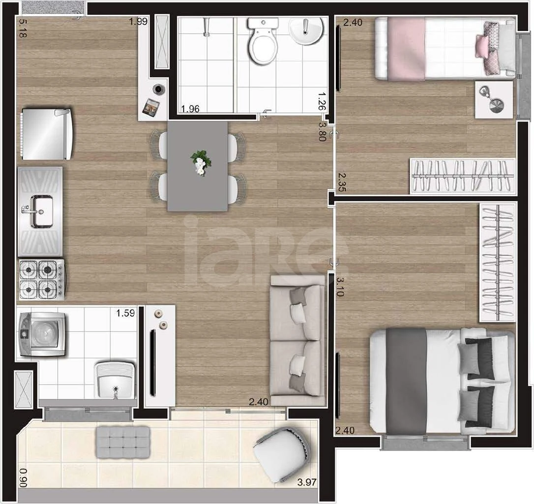Planta — Apartamento 43 m²