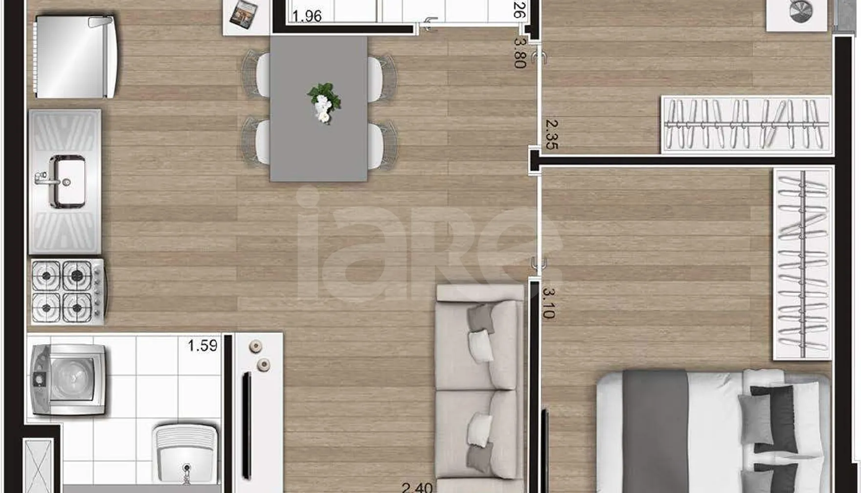 Planta — Apartamento 43 m²