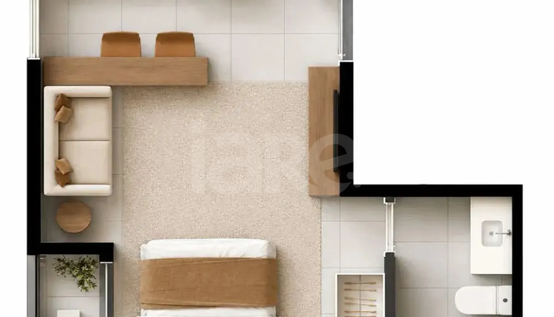 Planta — Studio 26,98 m²
