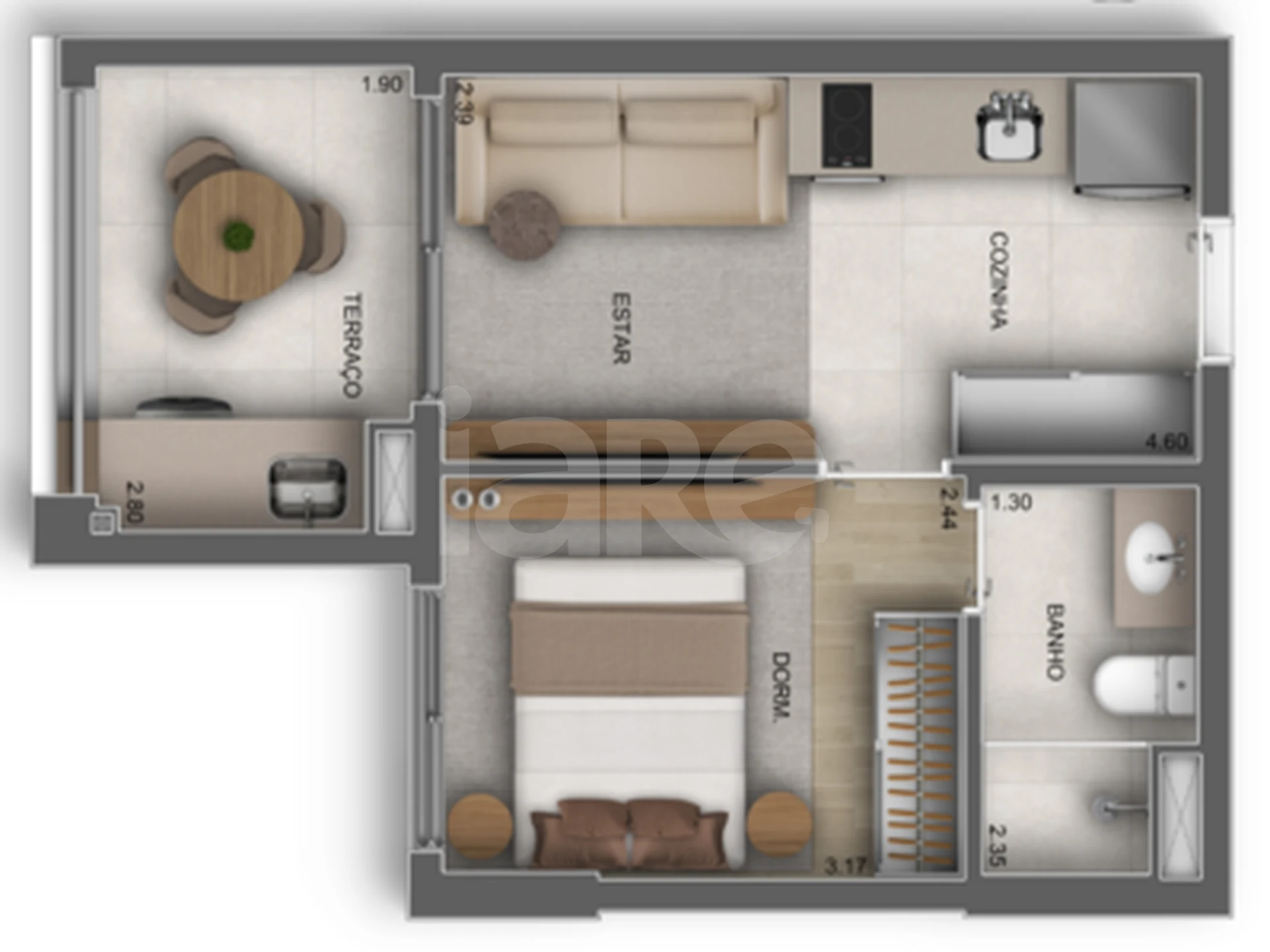 Planta — Apartamento 32 m²