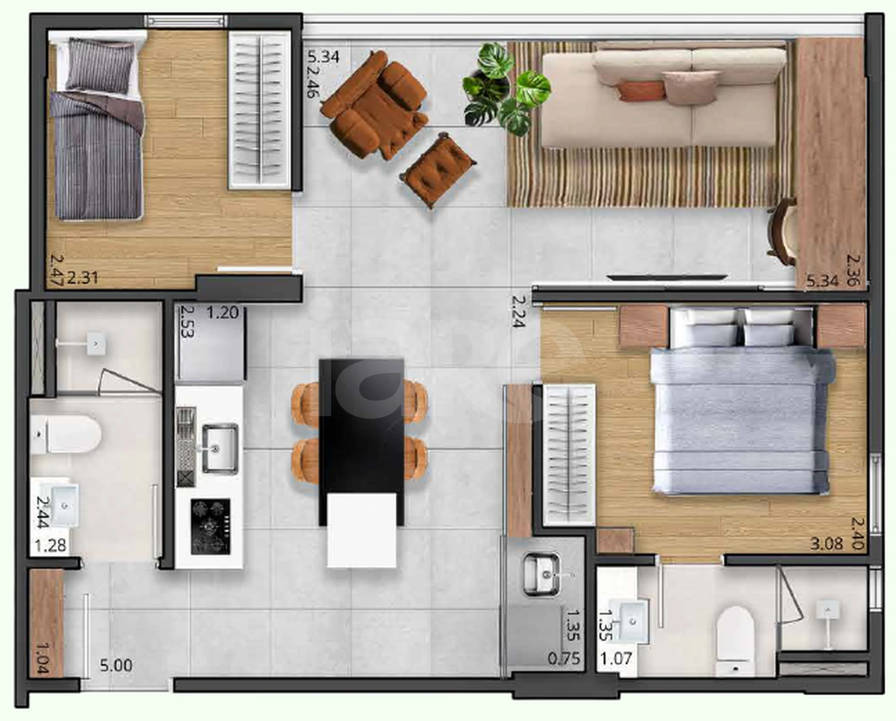 Planta — Apartamento 48,32 m²