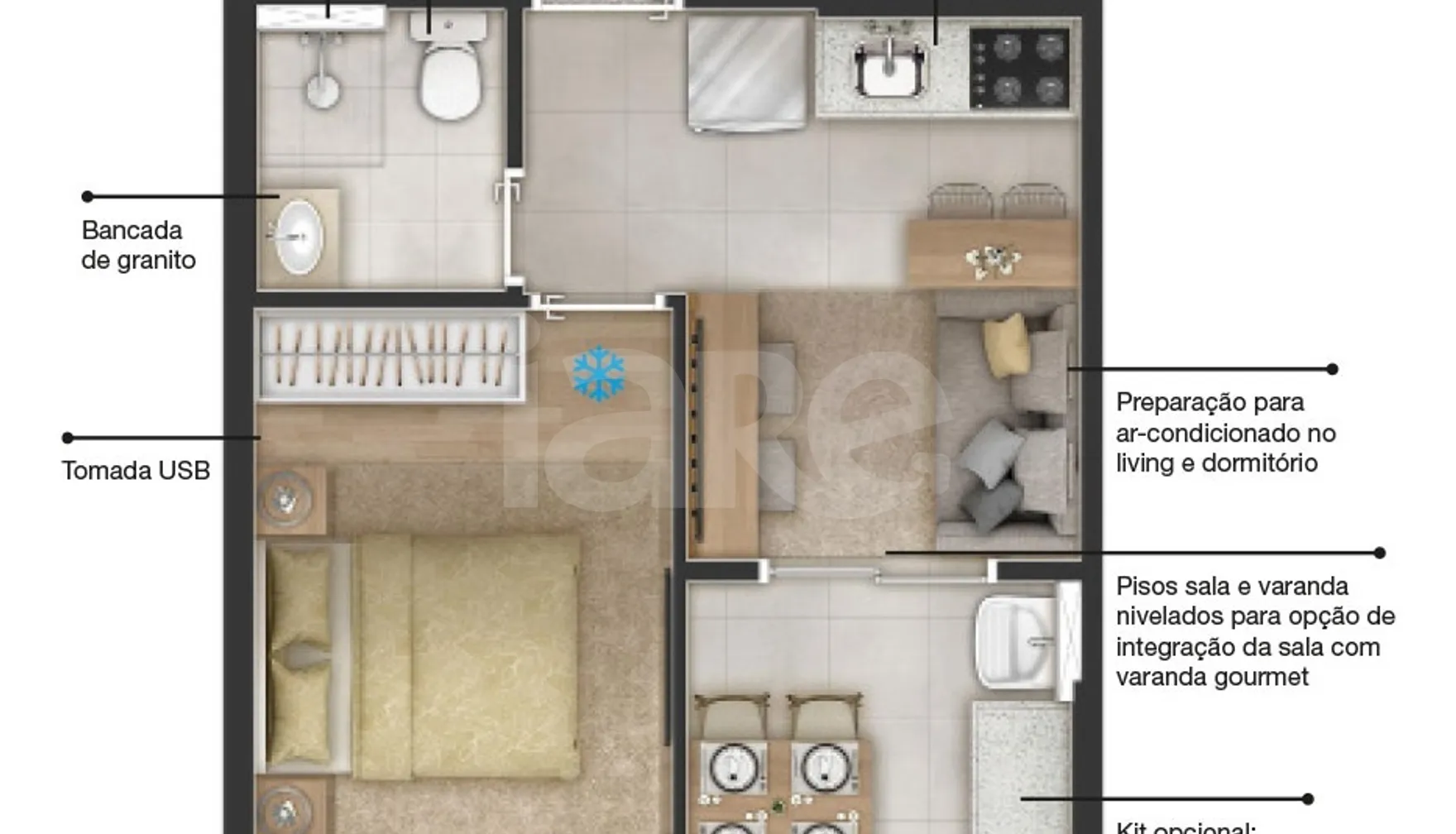 Planta — Apartamento 28,9 m²